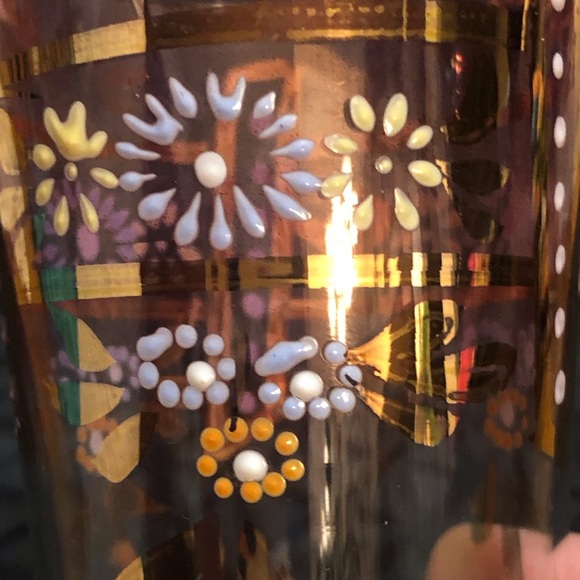 Set of 2 Vintage Juice Glasses Hand Painted Purple Ombré - Picture 11 of 13